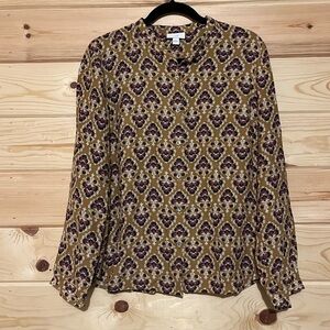 J.Jill Long Sleeve Button Down Rayon Blouse